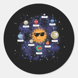Solar Planets Astronomy Space Emoji Face Classic Round Sticker