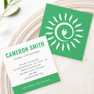Solar power electricity sun green energy modern square business card