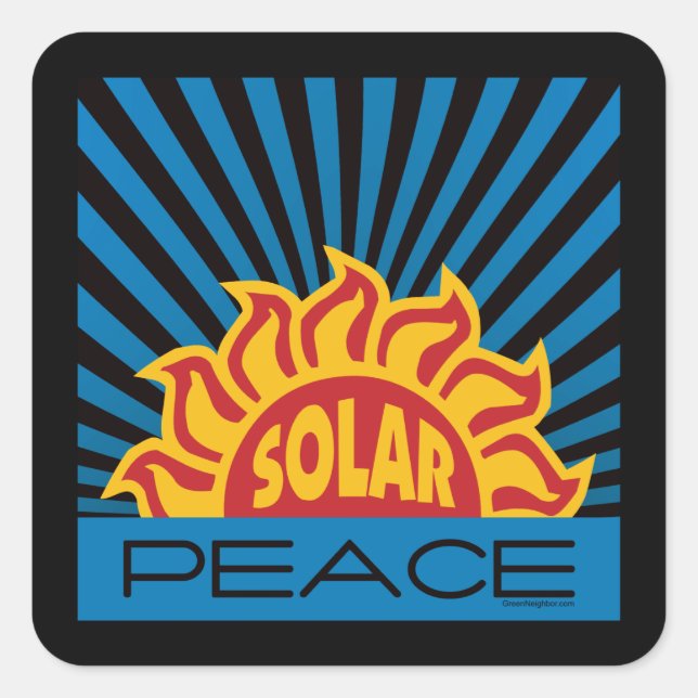 Solar Power Energy World Peace Environment Square Sticker (Front)