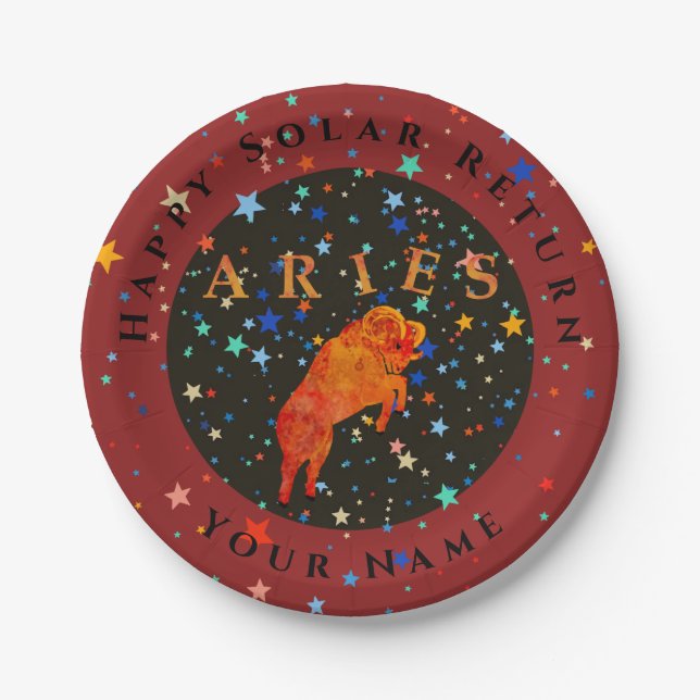 Solar Return Aries zodiac birthday Paper Plate (Front)