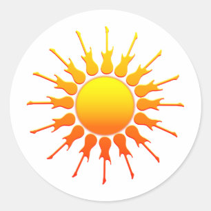 Solar Rock, Sun With Guitar Rays With Shading Classic Round Sticker