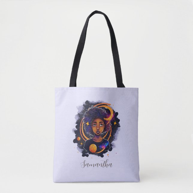 Solar System Afro Woman Tote Bag (Front)