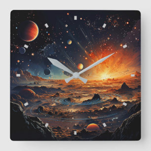 Solar System Art Wall Clock