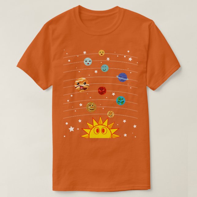 Solar System Astronomy Science Space Cute Planets T-Shirt (Design Front)