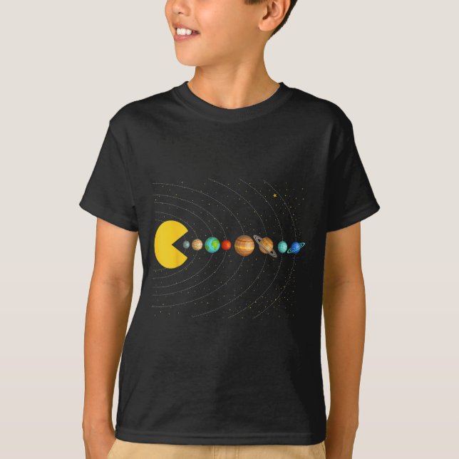 Solar System Astronomy Space Video Games Funny T-Shirt (Front)