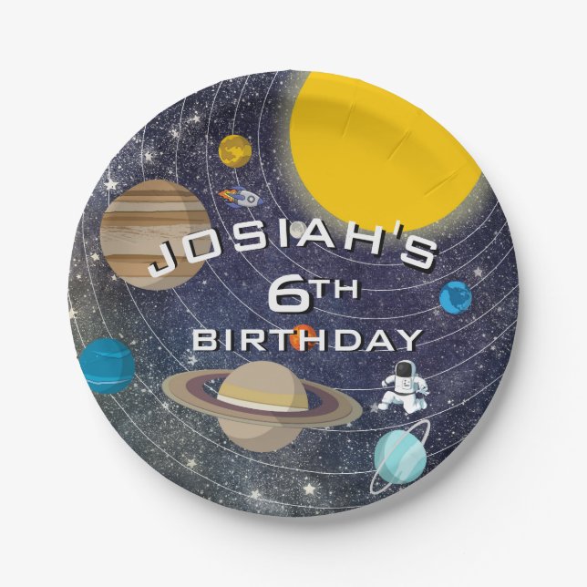 Solar System Birthday Party Paper Plate (Front)