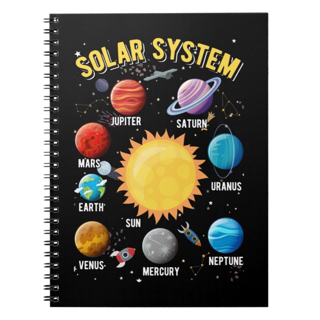 Solar System Boy Girls Cute Planets Astronaut Notebook (Front)