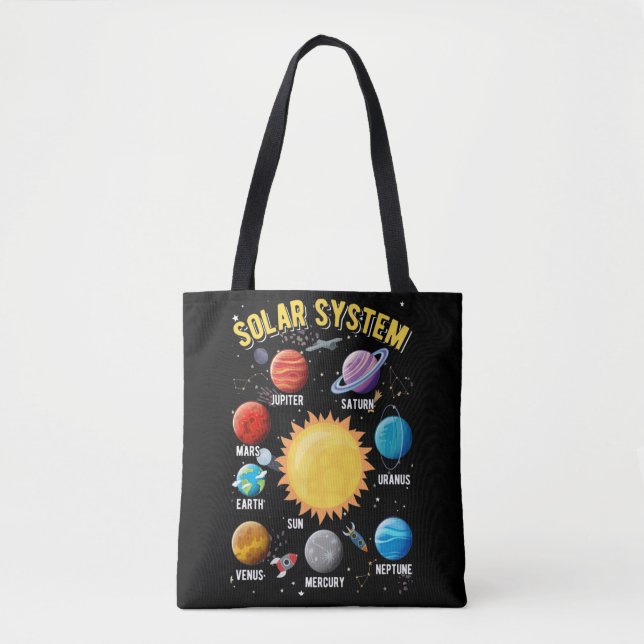 Solar System Boy Girls Cute Planets Astronaut Tote Bag (Front)