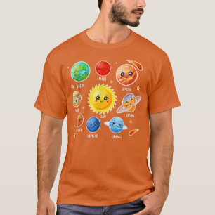 Solar System Cute Face Planet Space science boy gi T-Shirt