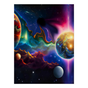 Solar System Entering Blackhole Glossy Poster