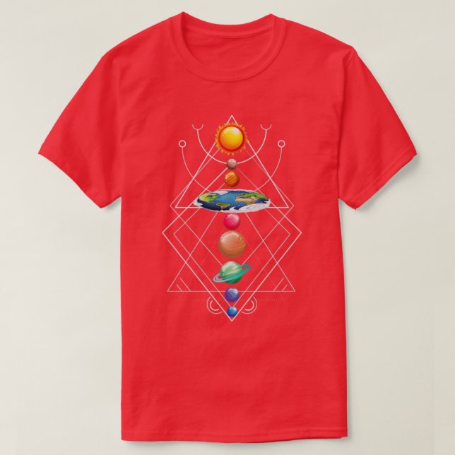 Solar System Flat Earth I Love My Planet Space T-Shirt (Design Front)