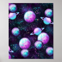 Solar System Glow | Cosmic Blue Purple Pink Planet