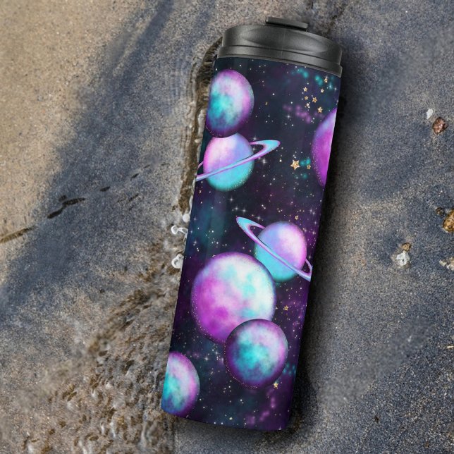 Solar System Glow | Cosmic Blue Purple Pink Planet Thermal Tumbler (Creator Uploaded)