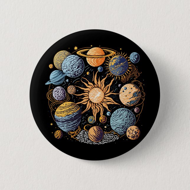 Solar System Graphic Design 6 Cm Round Badge (Front)
