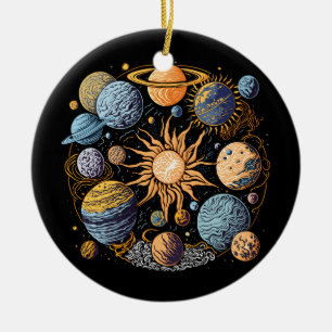 Solar System Graphic Design Ceramic Tree Decoration