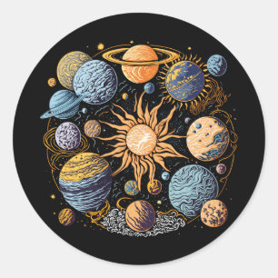 Solar System Graphic Design Classic Round Sticker