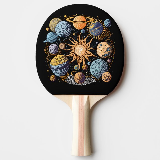 Solar System Graphic Design Ping Pong Paddle (Front)