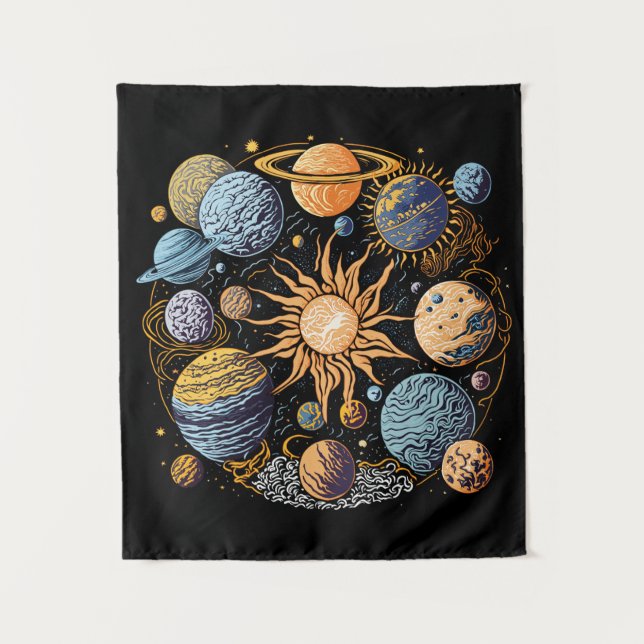 Solar System Graphic Design Tapestry (Front)