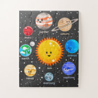 Solar system Kawaii cute planets educational art