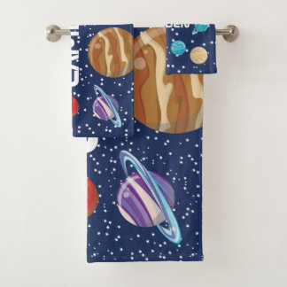 Solar System Kid's Personalised Bath Towel Set