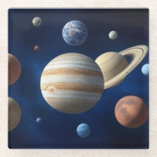 Solar System Montage Glass Coaster