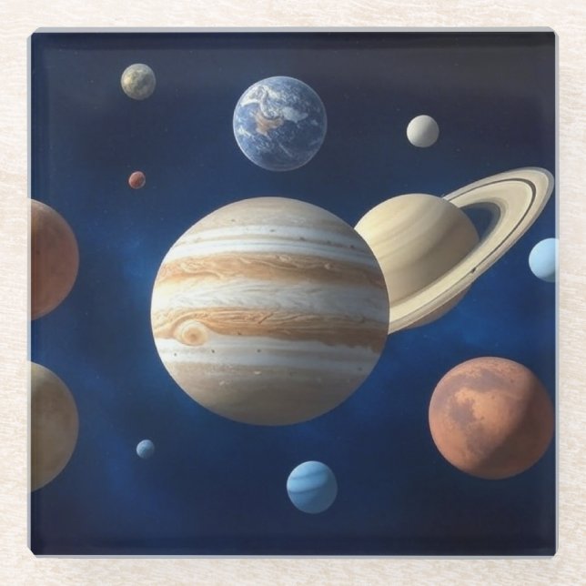Solar System Montage Glass Coaster (Front)