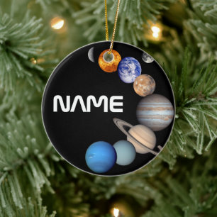 Solar System Montage JPL Photos - Customise Name Ceramic Tree Decoration
