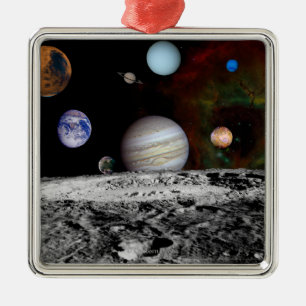 Solar System Montage of Voyager Images Metal Tree Decoration