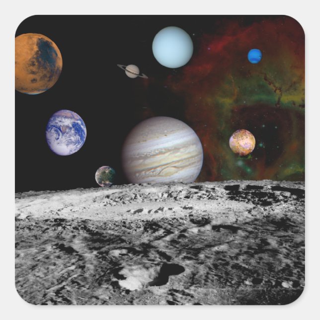 Solar System Montage of Voyager Images Square Sticker (Front)