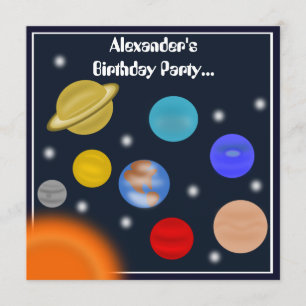 Solar System Outer Space Birthday Party Invitation