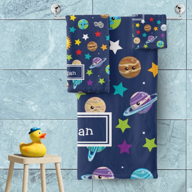 Solar System Pattern for Kids Bathroom Bath Towel Set (Creator Uploaded)