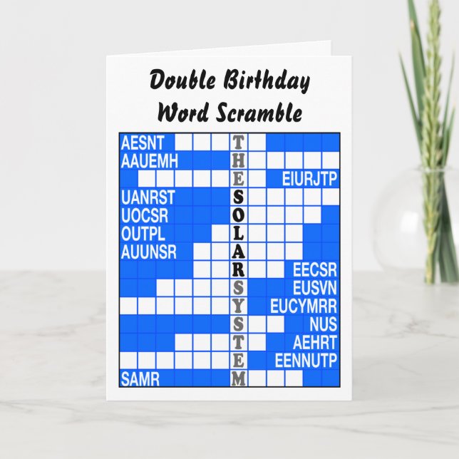 Solar System Planets and  Moons Word Scramble Card (Front)