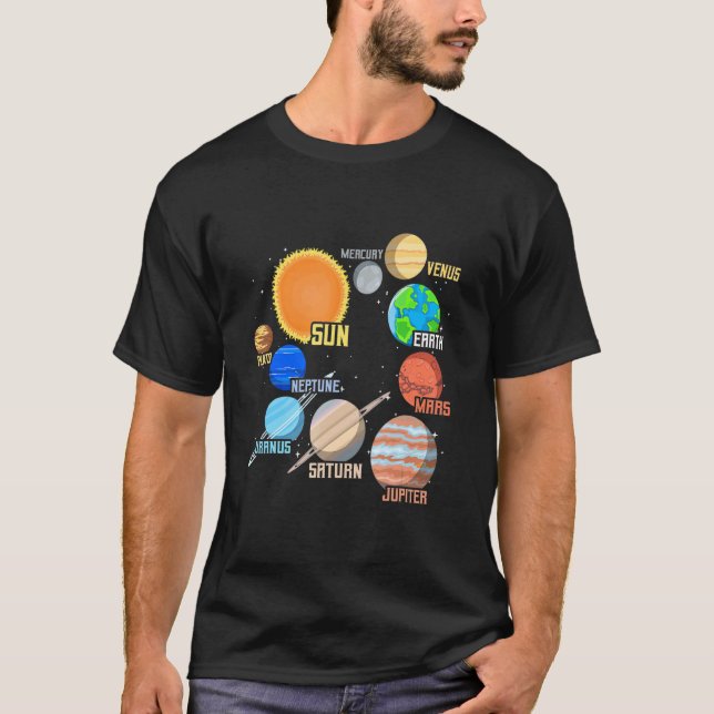 Solar System Planets And Space Scientific T-Shirt (Front)