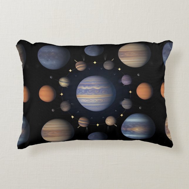 Solar System Planets Arranged in Space Decorative Cushion (Front)
