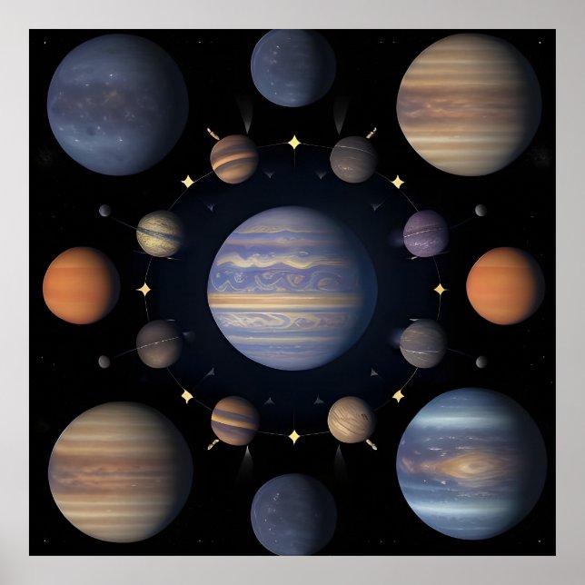 Solar System Planets Arranged in Space Poster (Front)