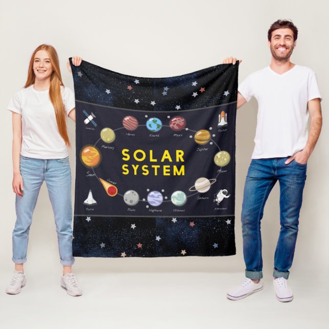 Solar System Planets Astronaut Kids Celestial Fleece Blanket (In Situ)