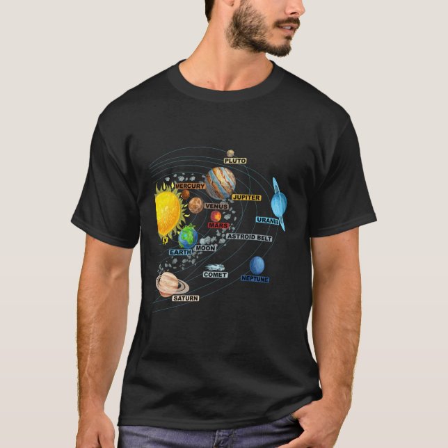 Solar System Planets Astronomy Space Science T-Shirt (Front)