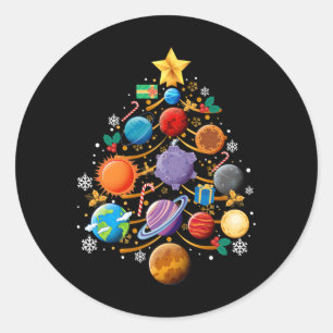 Solar System Planets Christmas Tree Astronomy Xmas Classic Round Sticker