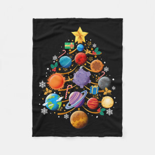 Solar System Planets Christmas Tree Astronomy Xmas Fleece Blanket
