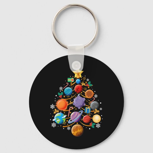 Solar System Planets Christmas Tree Astronomy Xmas Key Ring (Front)