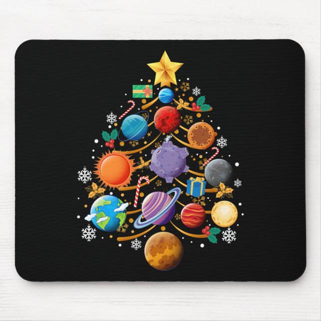 Solar System Planets Christmas Tree Astronomy Xmas Mouse Mat (Front)