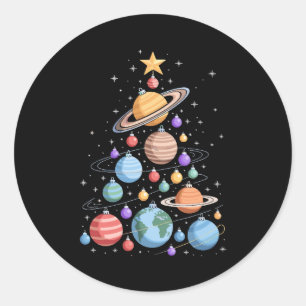 Solar System Planets Christmas Tree Space Holiday Classic Round Sticker