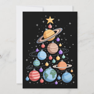 Solar System Planets Christmas Tree Space Holiday Invitation