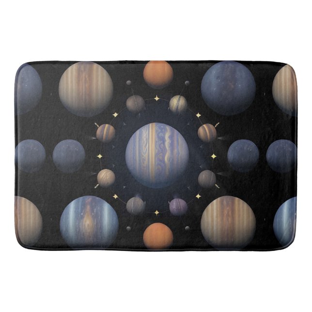 Solar System Planets Cosmic Galaxy Astronomy Decor Bath Mat (Front)