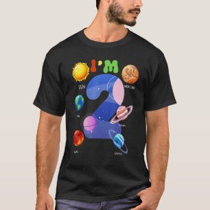 Solar System Planets Cute 2 Years Old 2nd Birthday T-Shirt