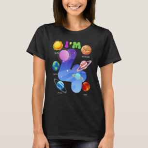 Solar System Planets Cute 4 Years Old 4th Birthday T-Shirt