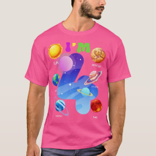 Solar System Planets Cute 4 Years Old 4th Birthday T-Shirt