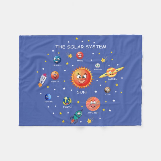 Solar System Planets Fleece Blanket (Front (Horizontal))