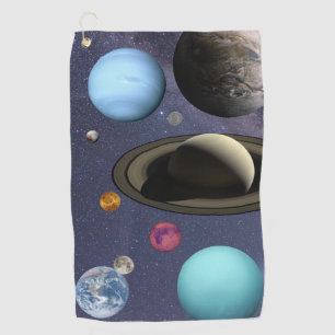 Solar system planets golf towel