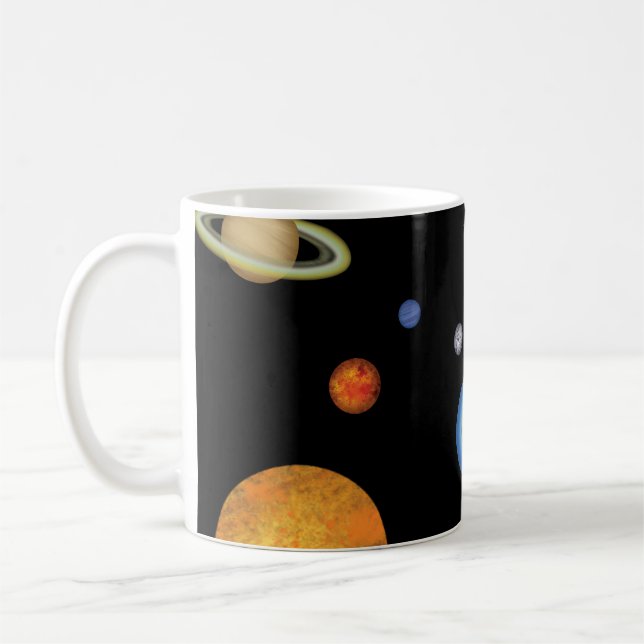 Solar System Planets in Deep Dark Space Coffee Mug (Left)